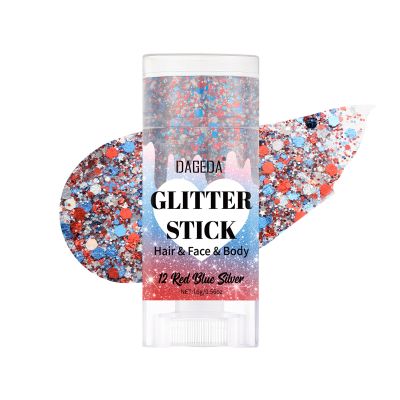 DAGEDA Red White and Blue Body Glitter Stick, Sparkly Face Glitter Makeup, 4th of July Outfits Accessories for Women, Shimmer Face Paint Stick, Fourth of July Independence Day Costumes Accessories