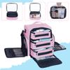 BODMZUANHO Train Case Makeup Bag Large Cosmetic Organizer with 3 Inner Removable Pouches Multifunctional Travel Makeup Artist Storage,Pink view 4