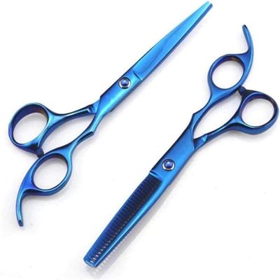 6.0 Inch Blue Barber Scissors - Professional Thinning Shears For Hair Cutting