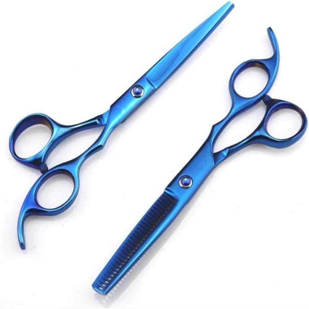 6.0 Inch Blue Barber Scissors - Professional Thinning Shears For Hair Cutting