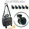 BaltFrist Rolling Makeup Bag with 4 Removable BagsTrolley Cosmetic Bag with 5pcs 360Rotating Wheels,Makeup Artist Travel Bag with Brushes Storage SectionBlack Diamond Grid view 4