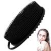 2PCS Silicone Body Scrubber Double Side Body Wash Scrubber Soft Non-Slip Shower Brush Hanging Silicone Loofah Exfoliating Brush Black view 3