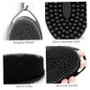 2PCS Silicone Body Scrubber Double Side Body Wash Scrubber Soft Non-Slip Shower Brush Hanging Silicone Loofah Exfoliating Brush Black view 4
