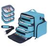 BODMZUANHO Train Case Makeup Bag Large Cosmetic Organizer with 3 Inner Removable Pouches Multifunctional Travel Makeup Artist Storage,Green view 1