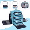 BODMZUANHO Train Case Makeup Bag Large Cosmetic Organizer with 3 Inner Removable Pouches Multifunctional Travel Makeup Artist Storage,Green view 3
