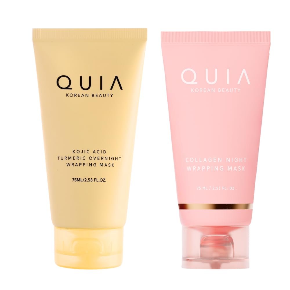 QUIA Collagen + Turmeric Overnight Wrapping Mask Duo  Firming and Hydrating Peel-Off Set for Elasticity, and Glow  Korean Skincare 2 x 75ml