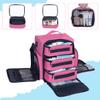 BODMZUANHO Train Case Makeup Bag Large Cosmetic Organizer with 3 Inner Removable Pouches Multifunctional Travel Makeup Artist Storage,Rose Red view 4