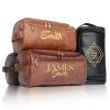 Xpanrous Personalized Toiletry Bag for Men, Engraved Name Initials Toiletry Bag, Customized Monogram Travel Shaving Dopp Kit for Groomsmen, Gift for Christmas, Birthday, Dad, Husband (Dark Brown) view 1