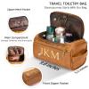 Xpanrous Personalized Toiletry Bag for Men, Engraved Name Initials Toiletry Bag, Customized Monogram Travel Shaving Dopp Kit for Groomsmen, Gift for Christmas, Birthday, Dad, Husband (Dark Brown) view 2
