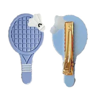2PCS Badminton Racket Hair Clip,Battledore Hair Alligator Clips,Cute Sport Hair Duckbill Clips,Ball Shape Hair Clips,Acetate Hair Clips for Girls,Small Hair Barrette for Women (Badminton Racket)