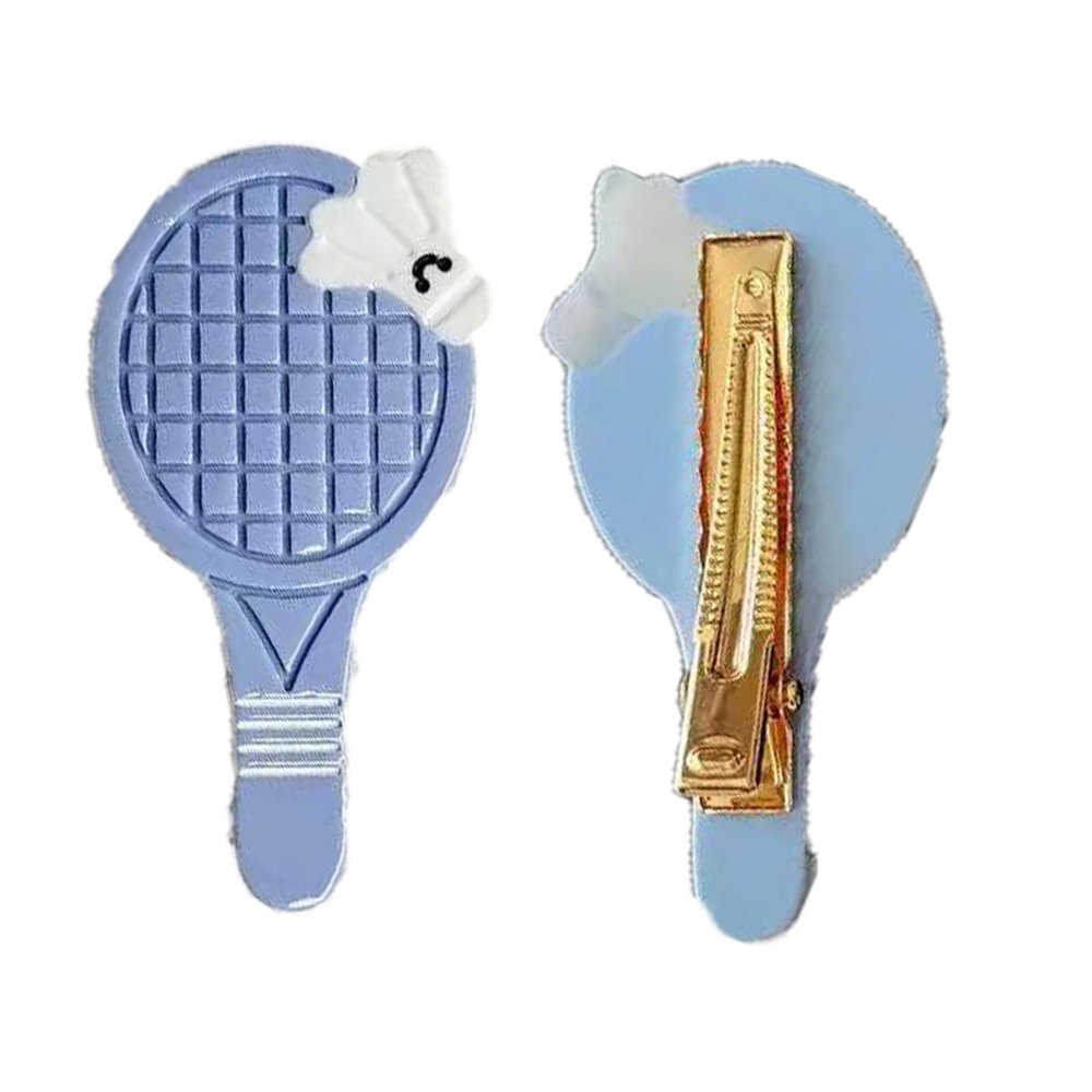2PCS Badminton Racket Hair Clip,Battledore Hair Alligator Clips,Cute Sport Hair Duckbill Clips,Ball Shape Hair Clips,Acetate Hair Clips for Girls,Small Hair Barrette for Women (Badminton Racket)