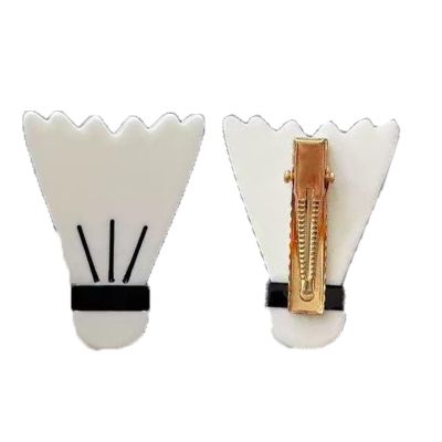 2PCS Badminton Hair Clip,Badminton Hair Alligator Clips,Cute Ball Hair Duckbill Clips,Sport Shape Hair Clips,Acetate Hair Clips for Girls,Small Hair Barrette for Women (Badminton)