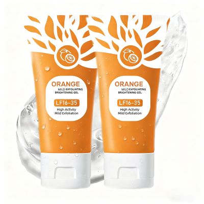 Orange Exfoliating Gel, Moisturizer Face Body Scrub  Cleaning Pores, Remove Blackheads Moisturize Cleansing, Body Exfoliating Gel for All Types Skin. (2pcs)