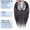 AiUree Short Hair Toppers for Women 10" Large Wiglets Hairpieces for Thinning Hair 4.3"x5.1" Handmade MONO Base Natural Colour Clip in Human Hair Toppers Hairpieces for Women view 2