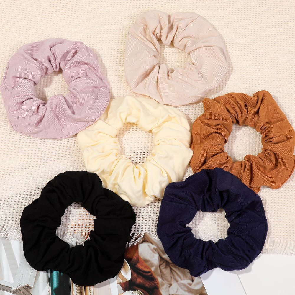 6 Pack Hair Scrunchies for Women - Hair Ties No Damage Both for Thick Hair or Thin Hair Curl Hair No Crease Scrunchies Ponytail Holder No Hurt Your Hair