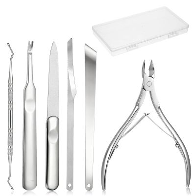 7-Piece Ingrown Toenail Remover Pedicure Tools Kit, Stainless Steel Toenail Clippers File and Lifters, Professional Pedicure Tool Under Nail Cleaner Grown Nails Removal