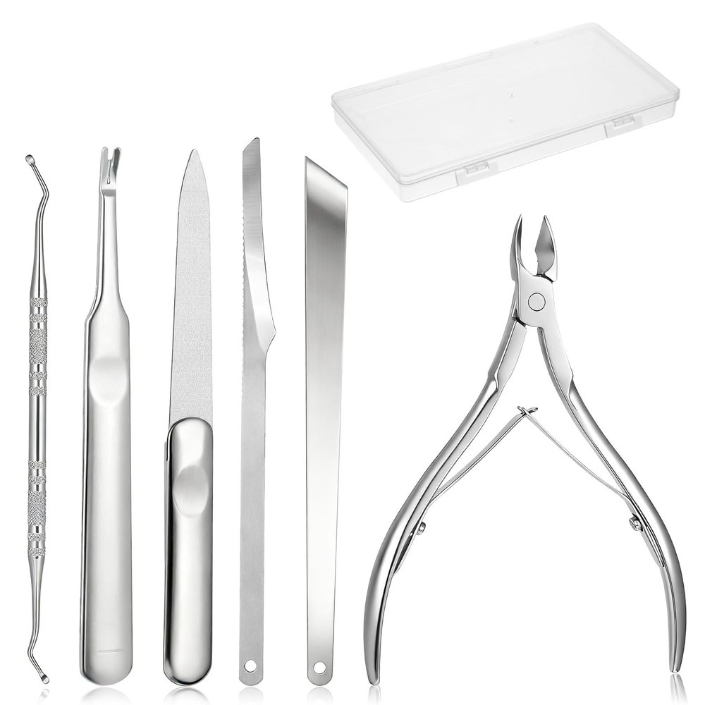7-Piece Ingrown Toenail Remover Pedicure Tools Kit, Stainless Steel Toenail Clippers File and Lifters, Professional Pedicure Tool Under Nail Cleaner Grown Nails Removal