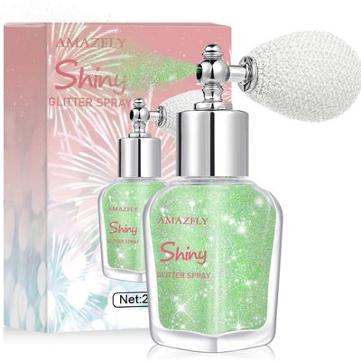 Hair and Body Glitter Spray, Shimmering Powder Sparkle Powder Makeup, Glitter Loose Sparkle Makeup for Body Highlighter,Festival Prom Rave Accessories (Green)