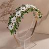 Rumtock Emerald Green Rhinestones Beads Wedding Women Silver Hair Piece Flower Hair Crown (Emerald) view 3