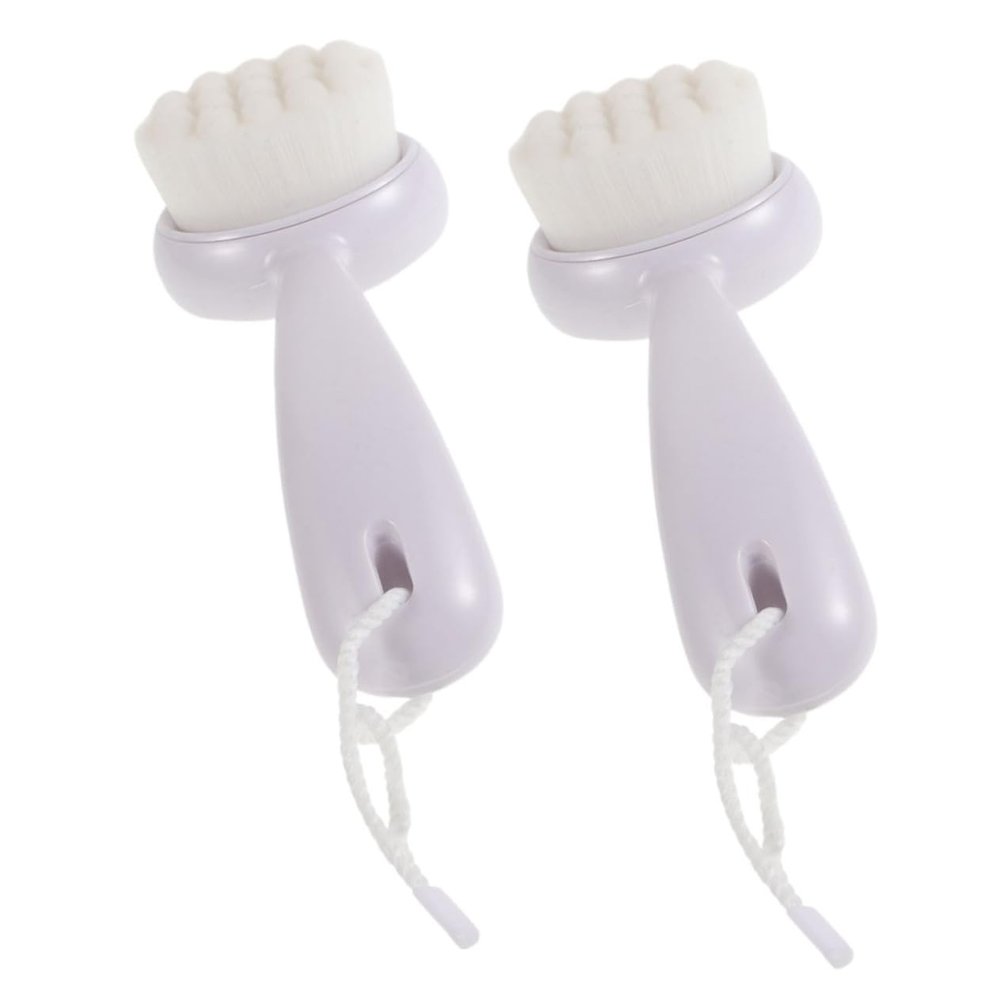 COOLHIYA 2pcs Manual Facial Cleansing Brush with Long Handle for Women Soft Bristle Face Exfoliator Deep Cleansing Blackhead Removal Skin Exfoliator for Face