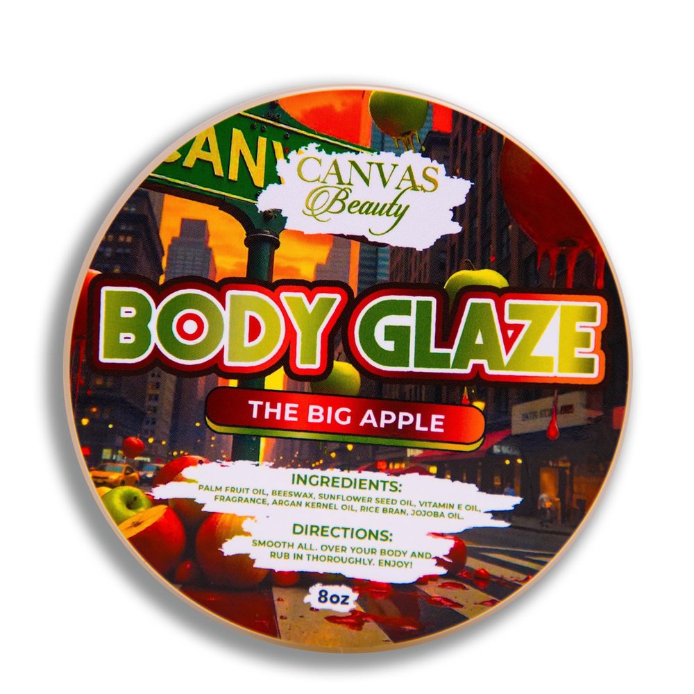 Canvas Beauty Body Glaze, Moisturizing Non-Greasy Body Butter for Women With Beeswax, Jojoba Oil, and Rice Bran for Soft and Glowy Skin (THE BIG APPLE)