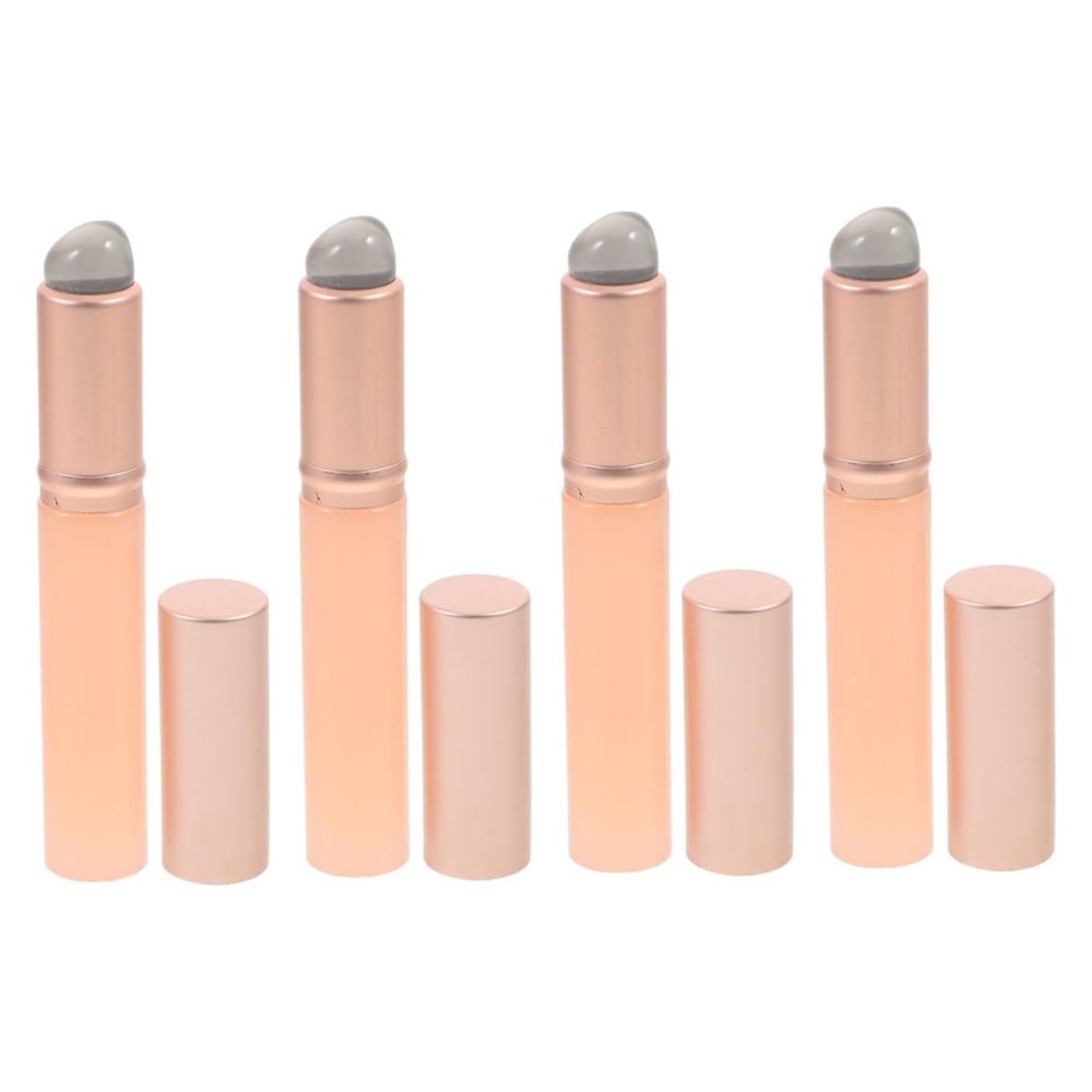 COOLHIYA 4 Pcs Silicone Lip Brush with Cap Portable Reusable Lip Makeup Brushes for Lipsticks Soft Gentle Application Tool for Travel and Daily Use