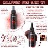 BOBISUKA Fake Blood Set + Scar Tattoos + Black & Sally Blue Face Paint Makeup Kit for Halloween SFX Makeup, Cosplay, Parties, Theater & Stage view 2