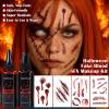 BOBISUKA Fake Blood Set + Scar Tattoos + Black & Sally Blue Face Paint Makeup Kit for Halloween SFX Makeup, Cosplay, Parties, Theater & Stage view 3