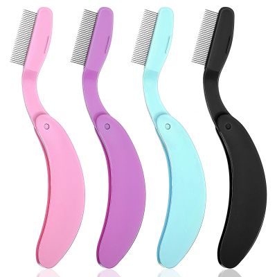 4PCS Foldable Eyelash Comb Separator, Lash Separator Tool, Eyelash Separators Tool Eyebrow Brush and Comb for Clump-Free Mascara Defined Lashes & Precise Brow Shaping