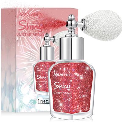 Hair and Body Glitter Spray, Shimmering Powder Sparkle Powder Makeup, Glitter Loose Sparkle Makeup for Body Highlighter,Festival Prom Rave Accessories (Red)