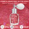 Hair and Body Glitter Spray, Shimmering Powder Sparkle Powder Makeup, Glitter Loose Sparkle Makeup for Body Highlighter,Festival Prom Rave Accessories (Red) view 2