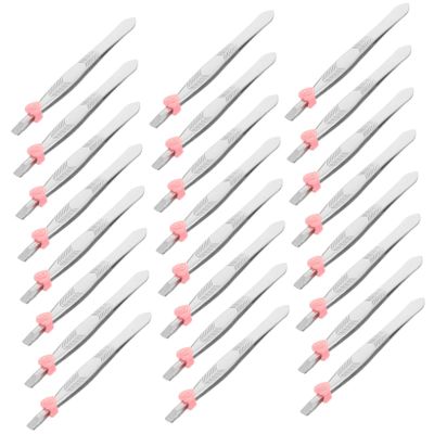 LALADEFIEE 24pcs Stainless Steel Eyebrow Tweezers Flat and Slanted Tips Precision Polished Crafting Tweezers for Hair Removal Beauty Salon and Home Use