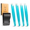 MARKHOR Crystal Cyan Eyebrow Tweezers for Women Facial Hair, Splinter and Ingrown Hair Removal Tweezers Set, Professional Pointed and Slant Tweezers for Eyebrows, Precision Tweezers for Eyebrows view 1