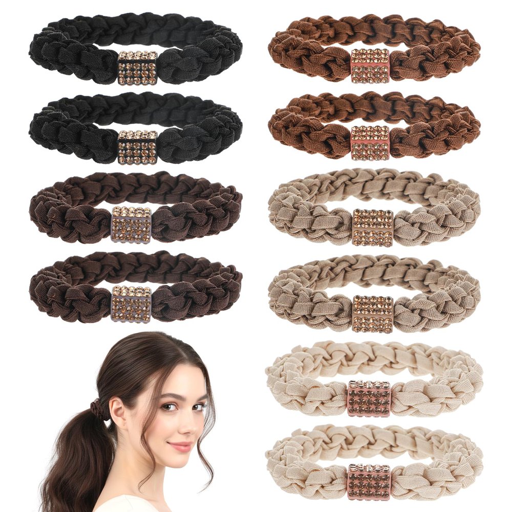10PCS High Elastic Hair Ties for Women, Boho Hair Ties for Thick Hairs Braided, No Damage High Ponytail Holders for Girls, Braided Hairs Bands 5 Colors
