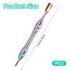 Cuticle Pusher Trimmer with Fork Pro Anti-Slip Nail Pusher and Dead Skin Cutter Stainless Steel Tool 2 in 1 Cuticles Stick for Manicures and Pedicures, Rainbow view 2