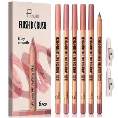 KIMIEYE 6Pcs Velvet Matte Finish Lip Liner Makeup Set for Women, High Pigmented Long Lasting Waterproof Smooth Cream Lip Pencils for Define & Sculpting Lips Shades, #2 BROWN SHADE