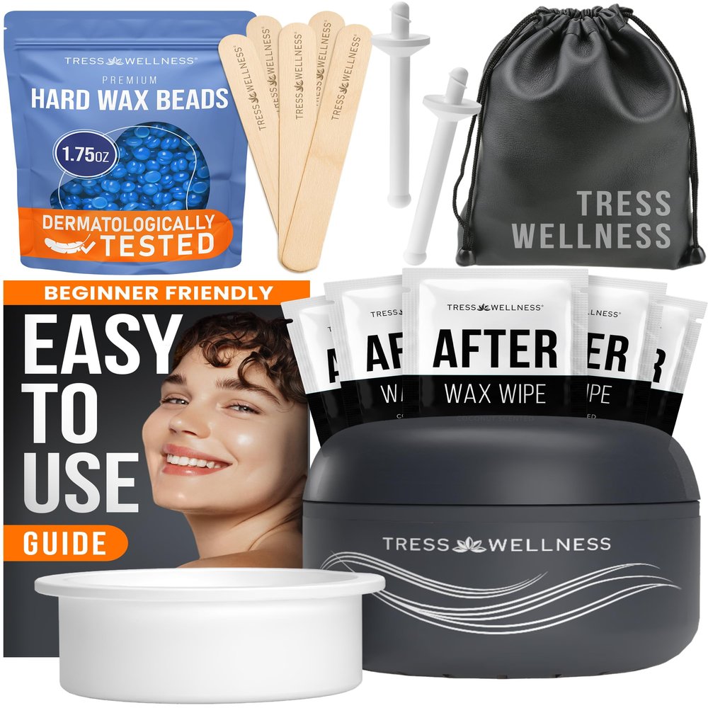 Tress Wellness Stripless Wax Kit for Face, Eyebrow & Lip for Women & Men Quick & Easy Mini Wax Warmer for Eyebrow, Chin & Face Hair Removal Waxing Kit - USB, Mess-Free, Compact & Travel-Ready