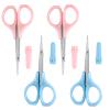 4 Pcs Small Eyebrow Grooming Scissor Lash Scissors Eyebrow Clippers Curved Straight Trimmer Scissor Eyelash Scissors for False Eyelashes with Protective Cover for Facial Nose Hair Women Pink Blue view 1
