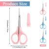 4 Pcs Small Eyebrow Grooming Scissor Lash Scissors Eyebrow Clippers Curved Straight Trimmer Scissor Eyelash Scissors for False Eyelashes with Protective Cover for Facial Nose Hair Women Pink Blue view 2