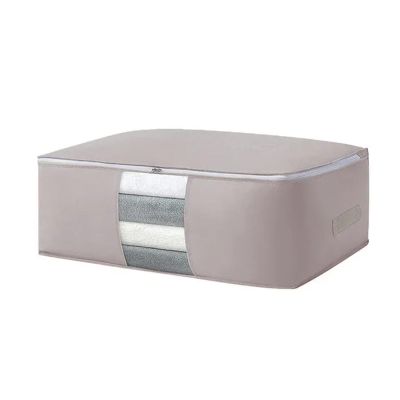 3PCS Foldable Storage Bag Non-Woven Clothing Organizer Wardrobe Closet Clothes Organizer Pillow Quilt Blanket Home Storage Bags(Gray,70x50x26cm)