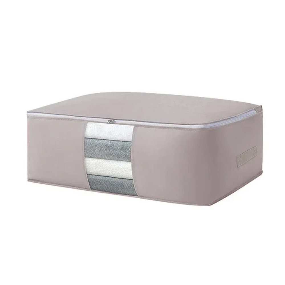 3PCS Foldable Storage Bag Non-Woven Clothing Organizer Wardrobe Closet Clothes Organizer Pillow Quilt Blanket Home Storage Bags(Gray,70x50x26cm)