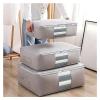 3PCS Foldable Storage Bag Non-Woven Clothing Organizer Wardrobe Closet Clothes Organizer Pillow Quilt Blanket Home Storage Bags(Gray,70x50x26cm) view 2