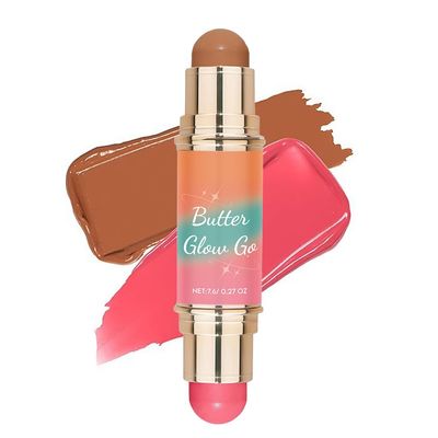 Dual-Ended Blush & Bronzer Stick  2-in-1 Creamy Contour & Cheek Tint, Hydrating Vegan Multi-Use Makeup for Natural Radiant Finish, Cruelty-Free (Berry Tan)
