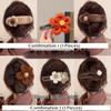 Chic Plush Flower Hair Clip Elegant Beige Floral Barrette for Women Girls Autumn Winter Colors (Combination 2 (3 Pairs)) view 3