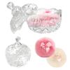3pcs Large Body Powder Puff and Container, 2PCS Soft Washable Reusable Powder Puff and Clear Glass Powder Container, Large Dusting Powder for Women Face Body Puff view 1
