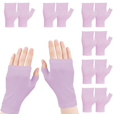6 Pairs Fingerless Eczema Gloves Moisturizing Gloves for Adults Fingerless Cotton Gloves Washable and Reusable Eczema Sleeves Purple Cotton Gloves Overnight Dry Hands for Adults Eczema