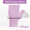 6 Pairs Fingerless Eczema Gloves Moisturizing Gloves for Adults Fingerless Cotton Gloves Washable and Reusable Eczema Sleeves Purple Cotton Gloves Overnight Dry Hands for Adults Eczema view 2