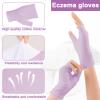 6 Pairs Fingerless Eczema Gloves Moisturizing Gloves for Adults Fingerless Cotton Gloves Washable and Reusable Eczema Sleeves Purple Cotton Gloves Overnight Dry Hands for Adults Eczema view 3