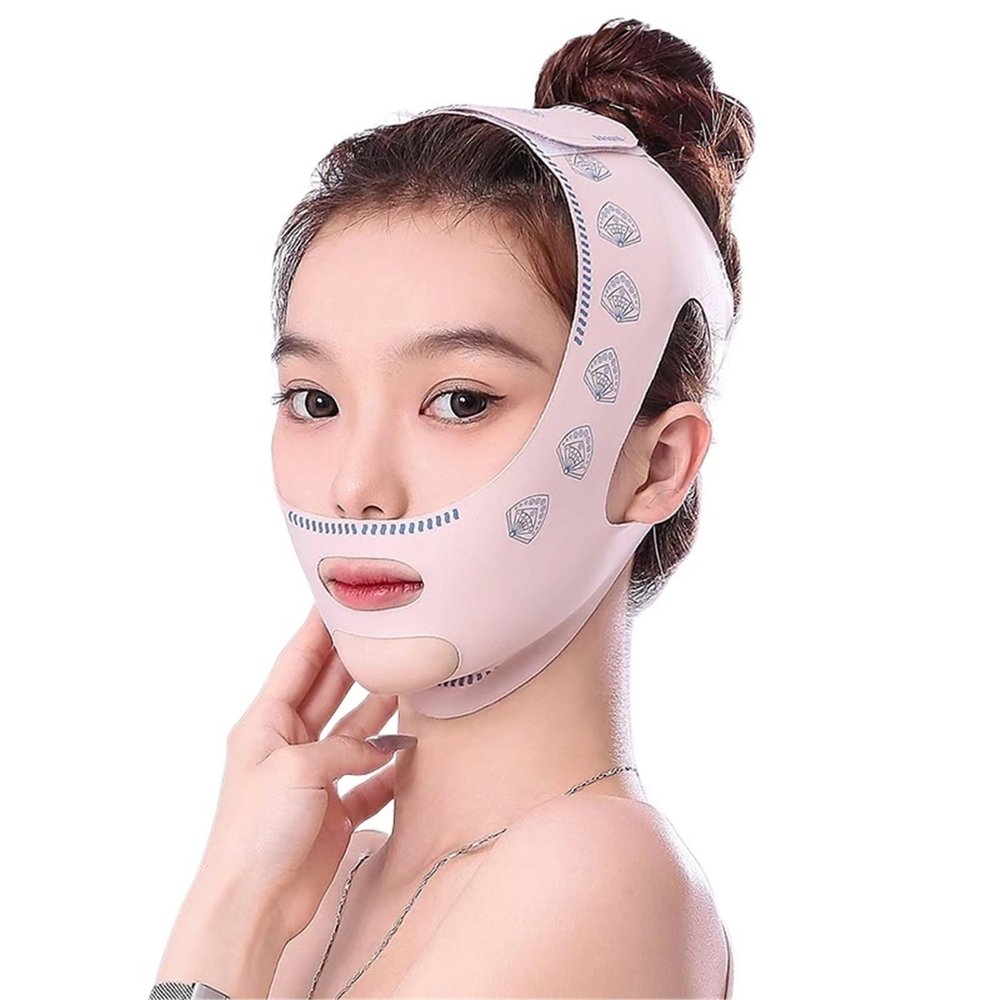 1/2pc V-Lifting Face Mask & Chin Strap - Toned Adjustable Slimming Band for Sleep, Workout, Yoga, Jawline Support for Facial Lifting(Pink-1pc)