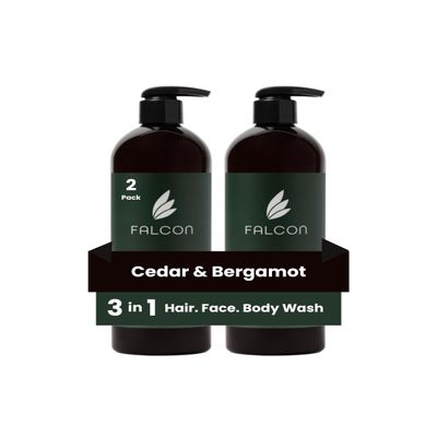 3-in-1 Hair Face Body Wash for Women & Men | 2-Pack | | Deep Moisturizing Skin & Nourishing Hair | Paraben & Sulfate Free 16.0 fl oz (Cedar)